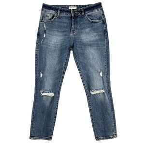 Warp & Weft LAX Jeans Womens 26  Slim Ankle Crop Skinny  Distressed Ripped Abbot